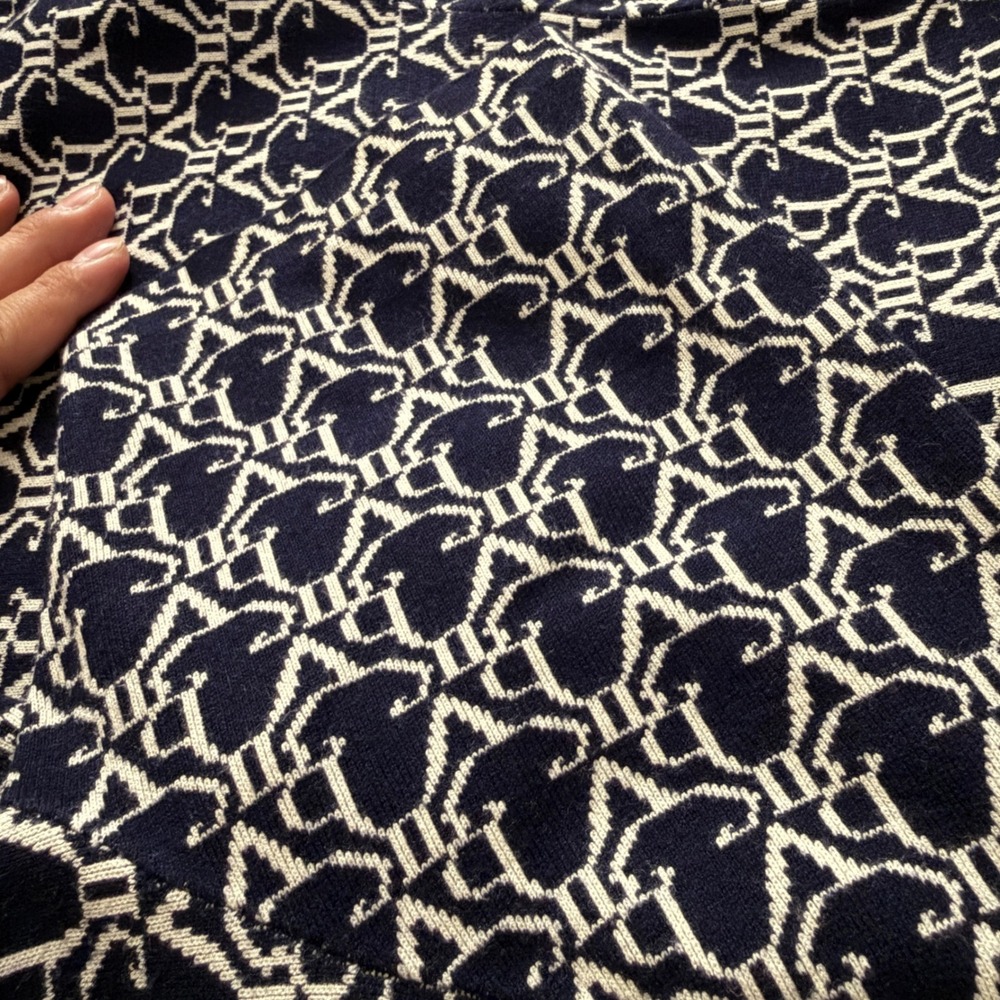 DVRK Prive‎ Navy White Monogram Knit Polo Shirt 100% Cotton Short Sleeve FF34 - Picture 6 of 7